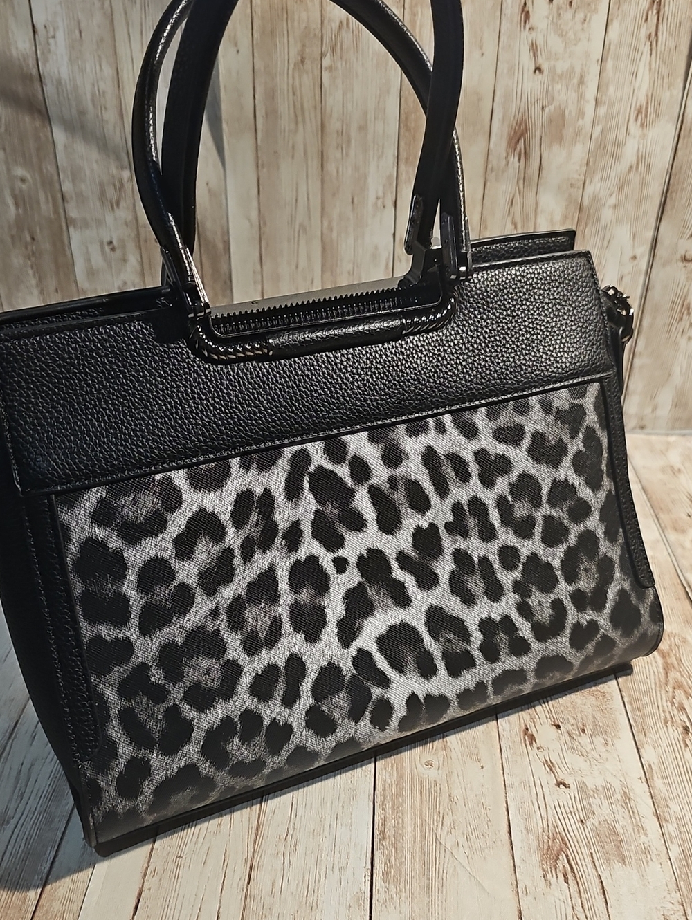 Black Leopard Print Tote Bag - Women